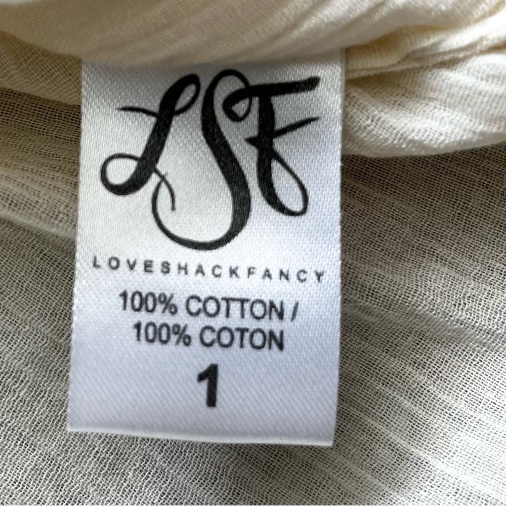 LOVE SHACK FANCY GAUZY SEMI SHEER TASSEL TRIM CREAM TOP BEACHY CHIC BOHO - Picture 6 of 10